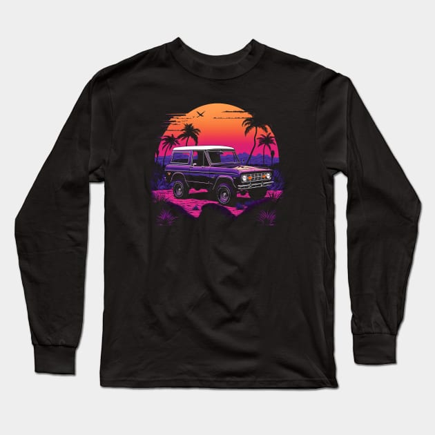 Ford Bronco Vintage Sunset Long Sleeve T-Shirt by Kid Relic